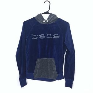Y2K Bebe spell out velvet velour hoodie hooded top size xs